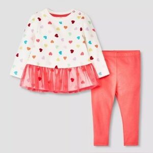 Baby Girls' Tutu Fleece Top & Bottom Set - Cat & Jack™ Off-White 18M NWT